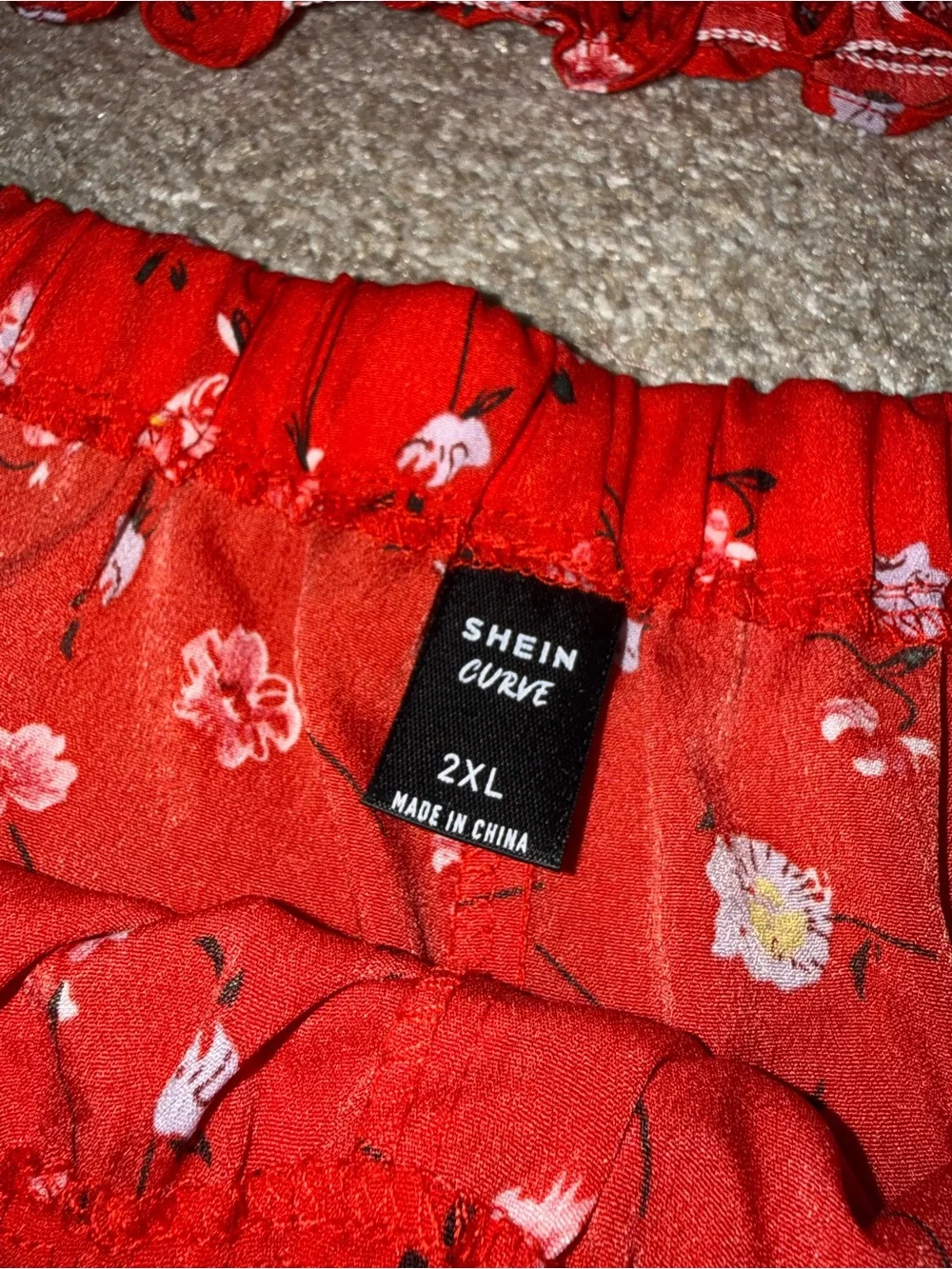 SHEIN Red Floral Crop Top & Shorts Set